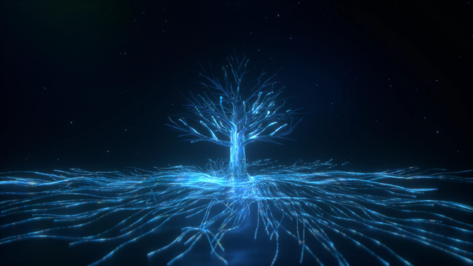 科技光线汇聚大树_视频素材