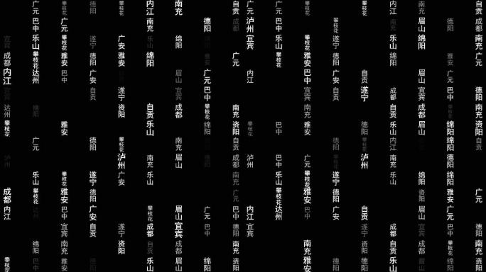 四川省各城市文字粒子动画墙背景