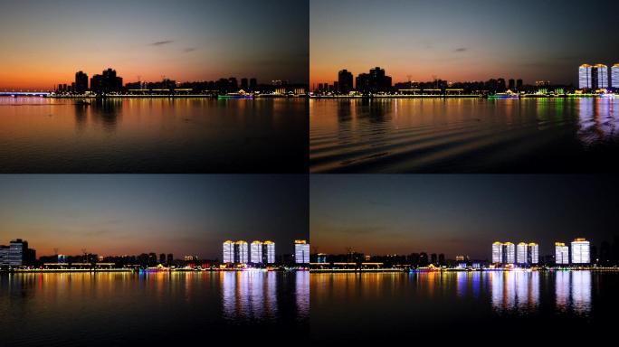 延时拍摄襄阳汉江城市傍晚风光