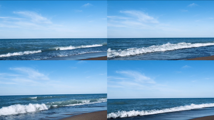 海边蓝色波浪涌动