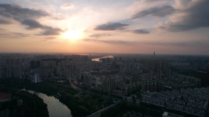 4K航拍六安城区大全景