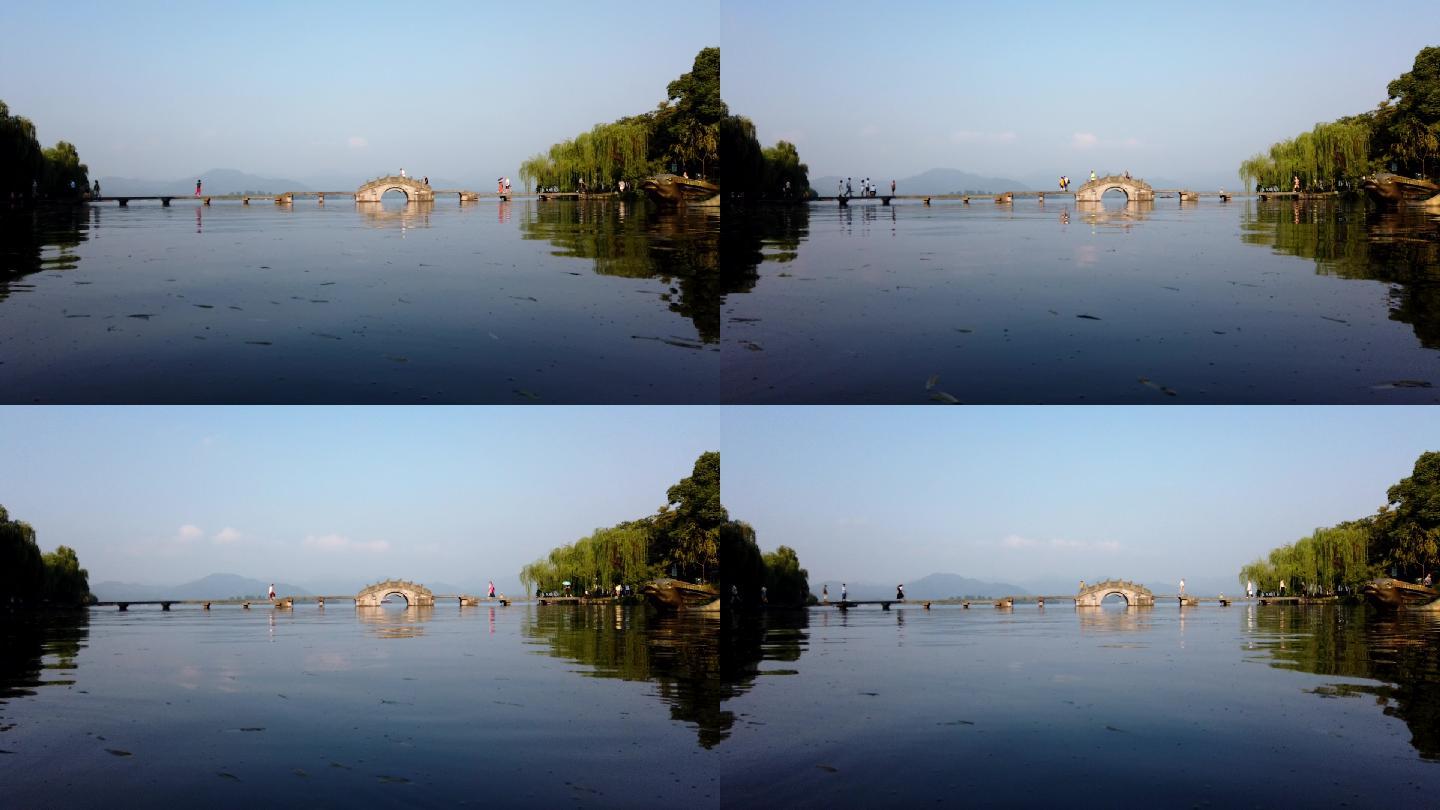 延时拍摄杭州西湖涌金池景区风光