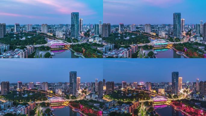 中山市岐江公园两岸岐江壹号城市夜景延时