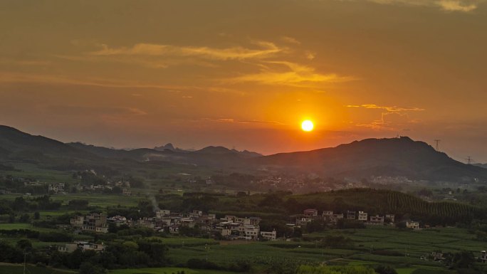 夕阳日落太阳下山美丽乡村乡村夕阳夕阳风光