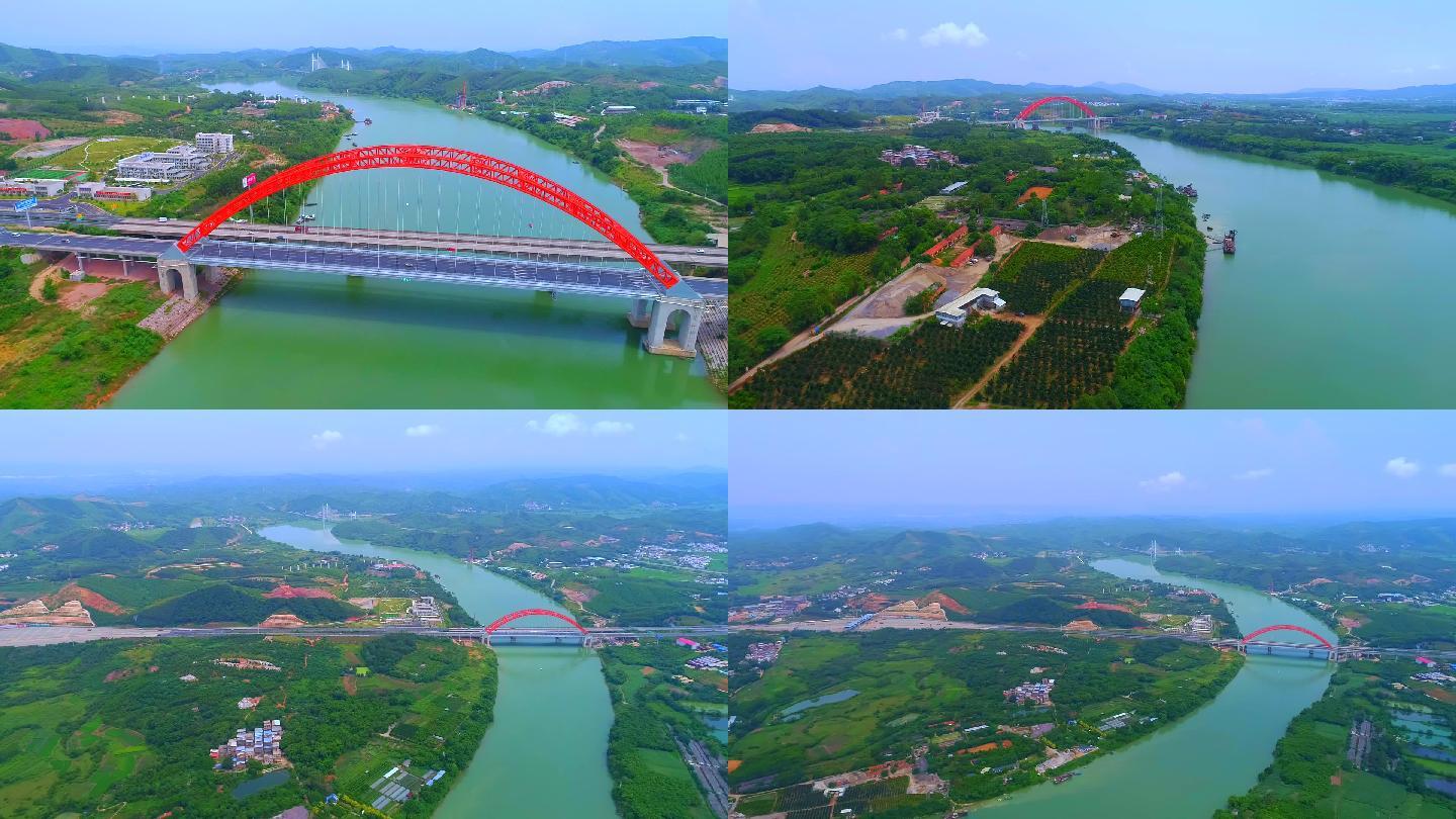 实拍广西南宁东高速公路上的六律跨邕江大桥