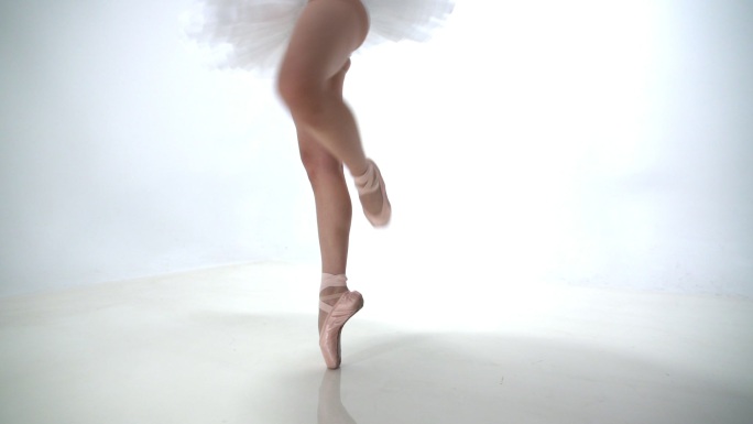 练习芭蕾舞的青年女人腿部特写