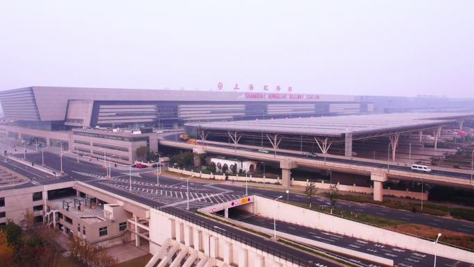 航拍 高铁 上海虹桥站 日景 火车站