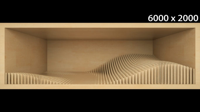 【裸眼3D】原木韵律山水艺术空间方块矩阵