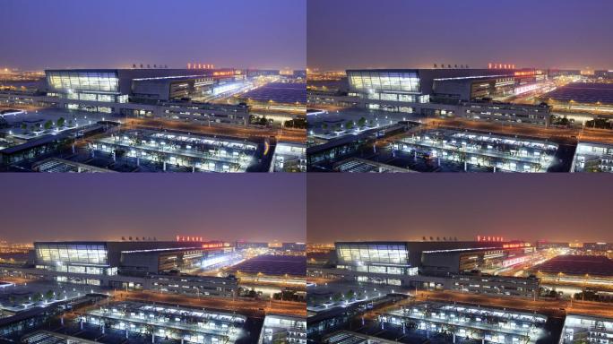 上海虹桥站 延时摄影 夜景 全景 高铁
