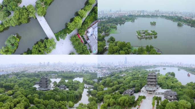 济南地标大明湖航拍