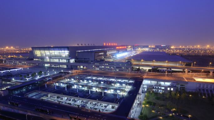 上海虹桥站 延时摄影 夜景 全景 高铁