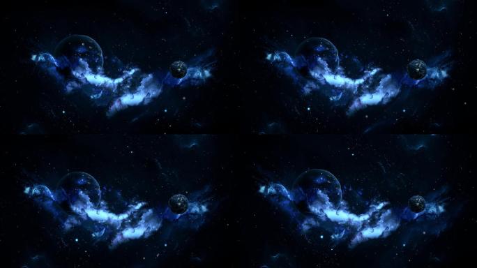 【4K宇宙】蓝色星云幻想裂变暗黑毁灭宇宙