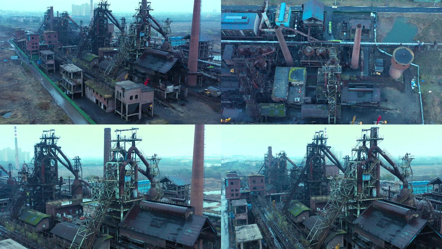 废弃工厂钢铁厂废墟航拍