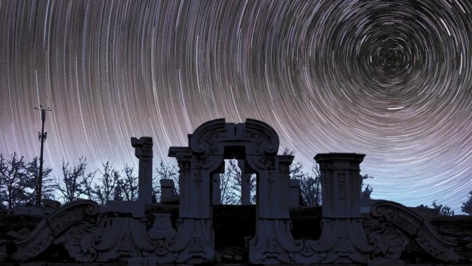 北京景点夜晚星轨延时视频