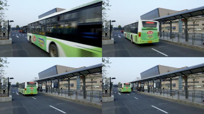 上海虹桥站 高铁站 公交车 公交进站