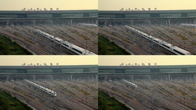 高铁 上海虹桥站 火车 进出站 外景