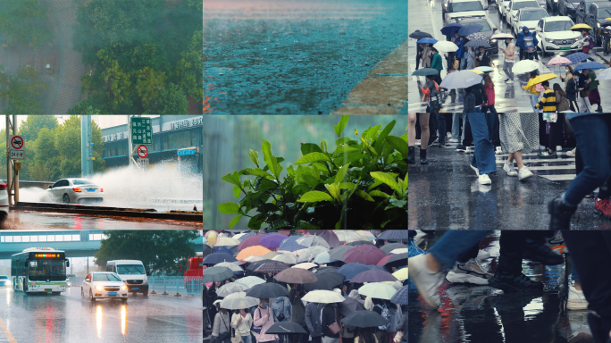 下雨天城市