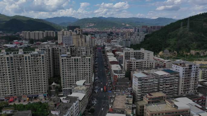 乡镇农村航拍大景城镇小区街道南安市梅山镇