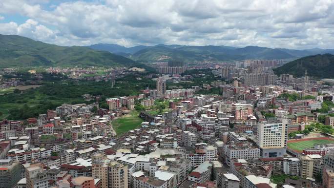 乡镇农村航拍大景城镇小区街道南安市梅山镇