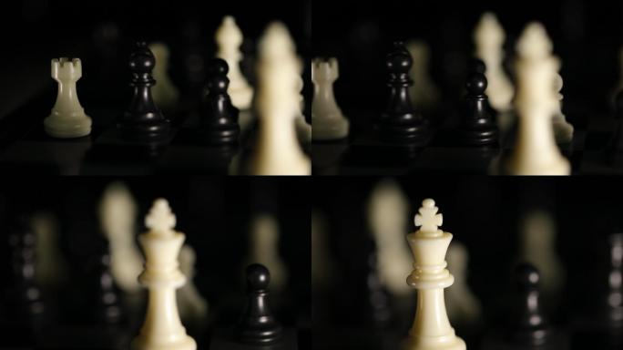 国际象棋西洋棋棋类游戏特写空镜头