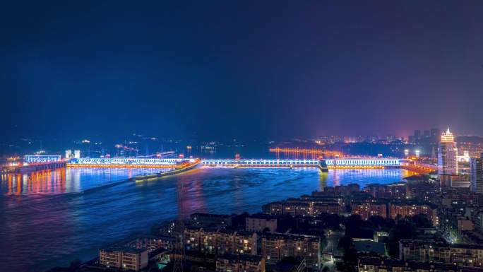 【4K】葛洲坝水电站夜景延时