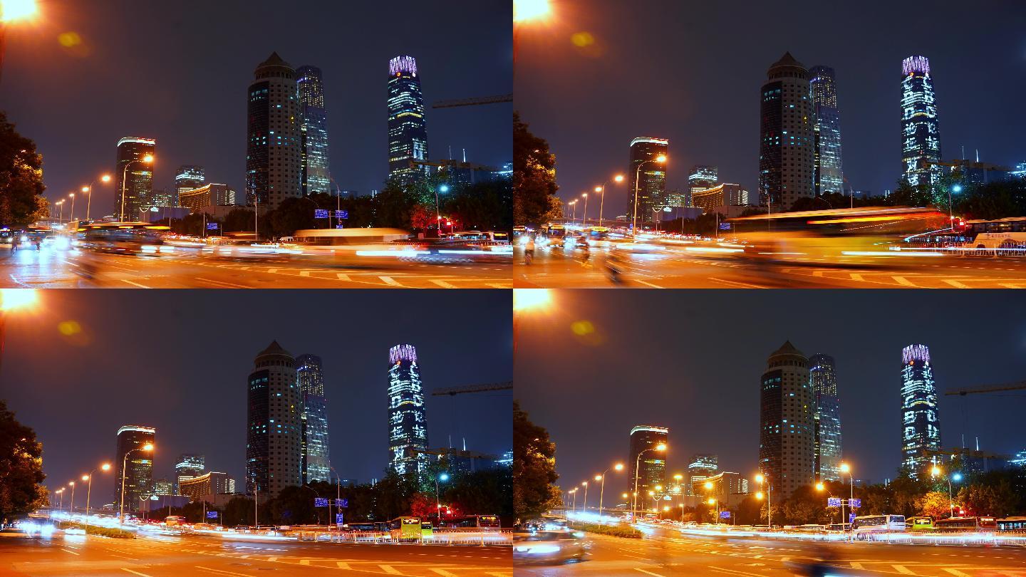 北京地标国贸商圈夜景延时