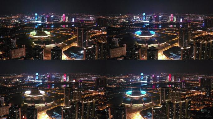 义乌城市夜景航拍