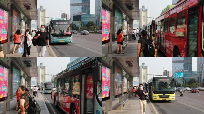 重庆嘉州路疫情 口罩  乘车公交车站