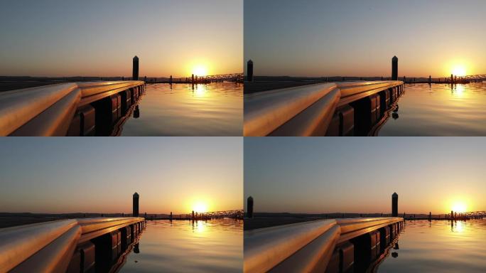 4K码头水岸夕阳黄昏