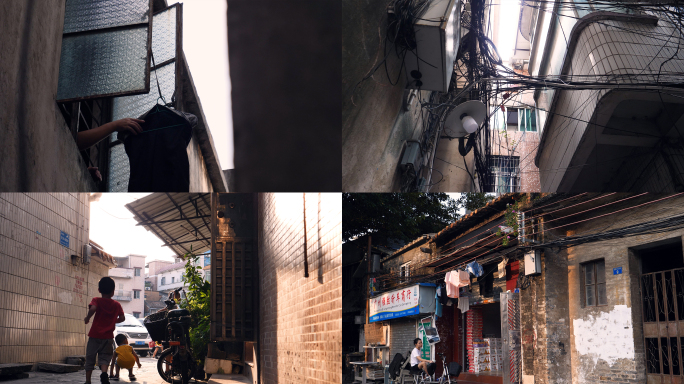 广州城中村市井气息人们的生活4k视频素材
