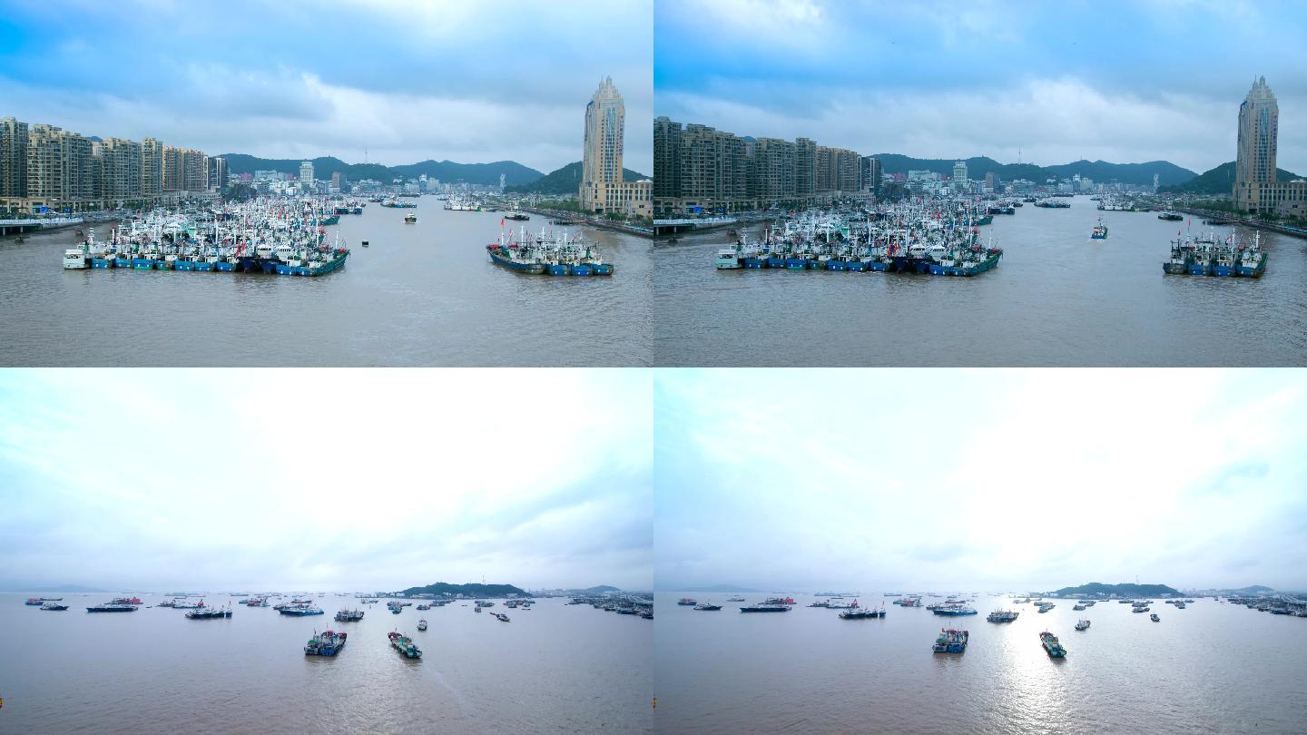 舟山沈家门渔港码头渔船延时摄影