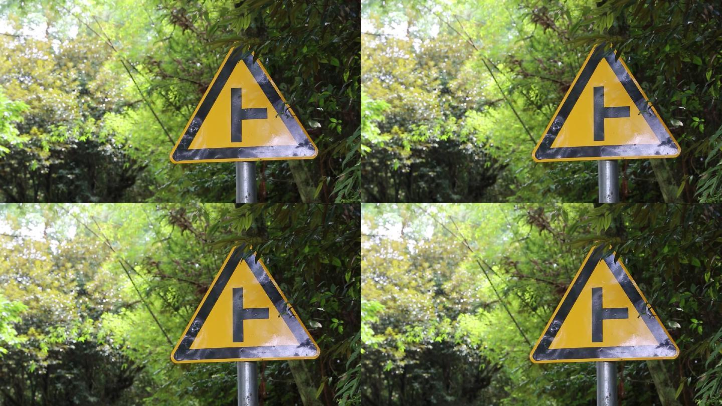 森林交通指示牌人生路口