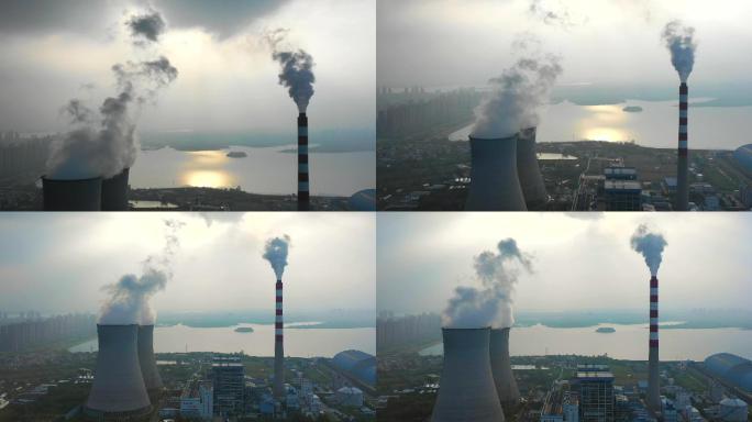 工厂烟囱冒烟空气污染