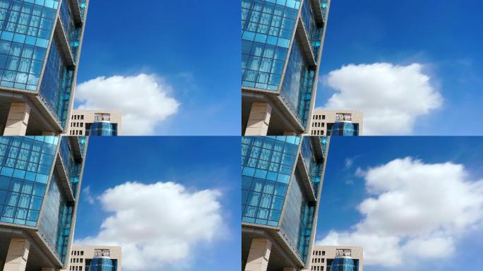 玻璃大楼云彩延时摄影