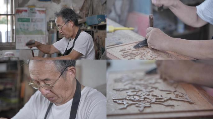 传统木板绘画花木雕匠人