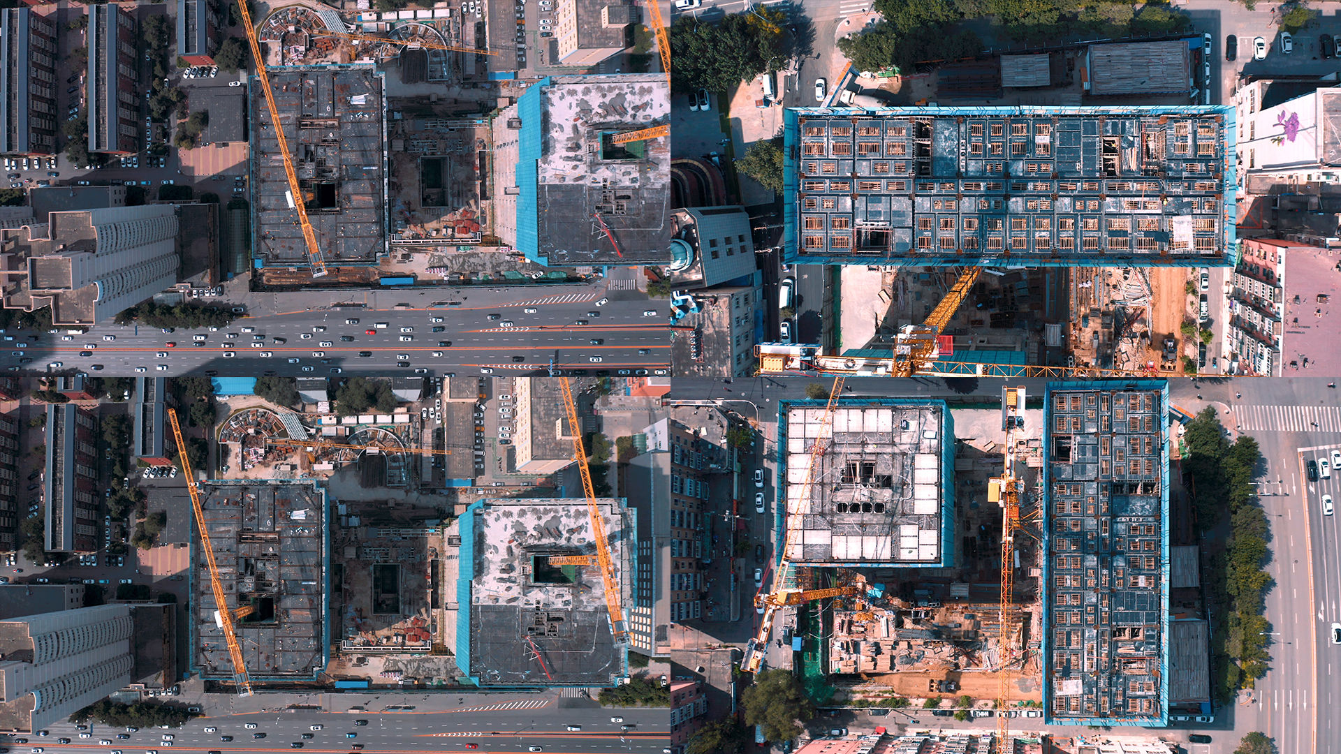 建筑工地作业俯视