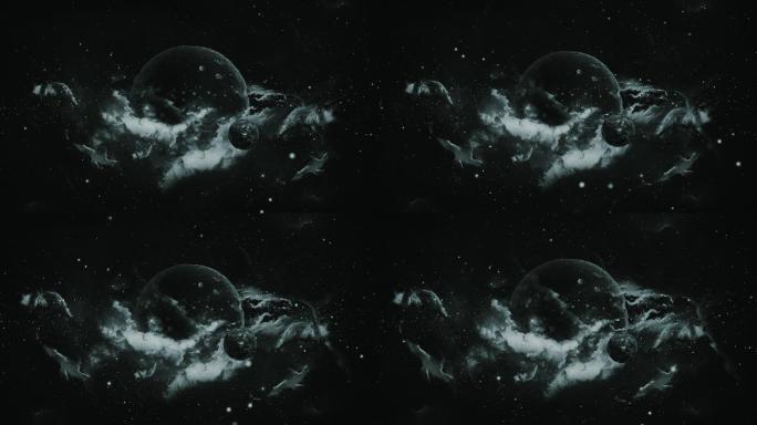 【4K宇宙】毁灭星球黑白背景科技宇宙幻想
