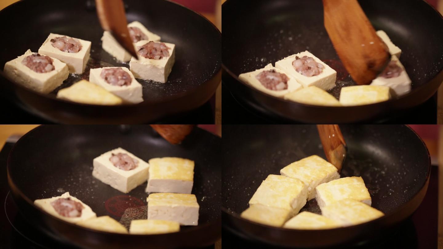 平底锅煎肉馅酿豆腐 (3)