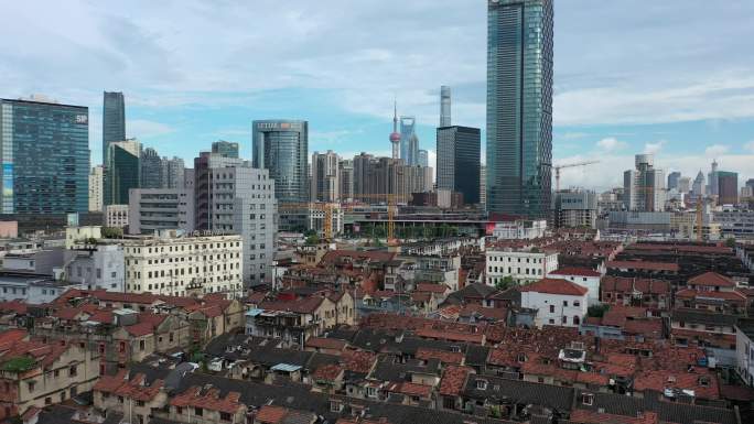 上海旧城拆迁改建4K航拍