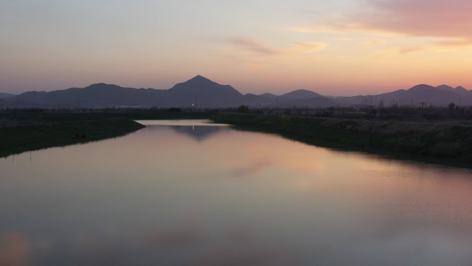 天空之境 夕阳 航拍 实拍  湖泊 晚霞