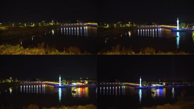 三水白坭镇西江公园夜景 实拍高清4k素材