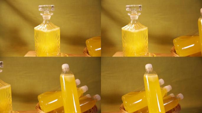 透明玻璃瓶装黄色果汁 (8)