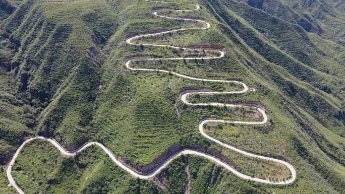 航拍北京门头沟沿东路蛇形盘山道