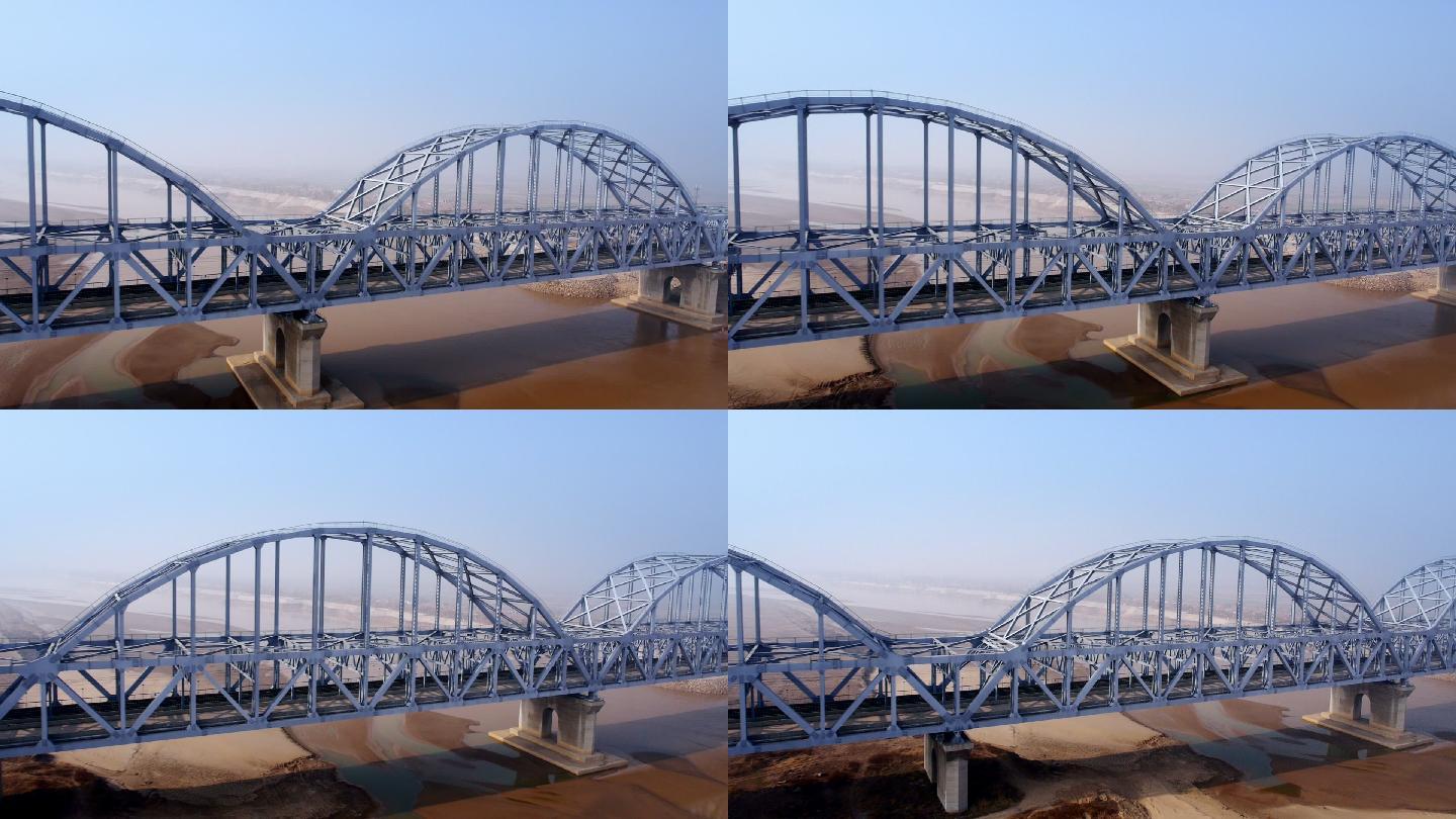 黄河大桥 铁路桥 航拍 日景
