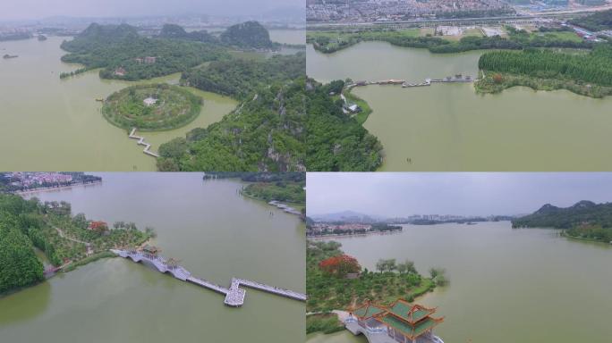 航拍广东肇庆七星岩风景区