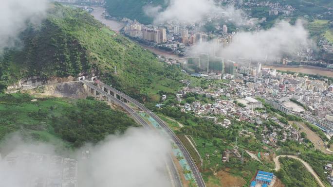 怒江州泸水市六库镇航拍