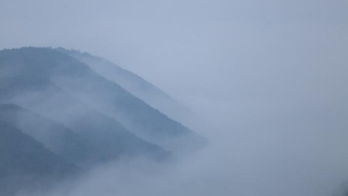 高山云雾云海水墨黛蓝自然原素材