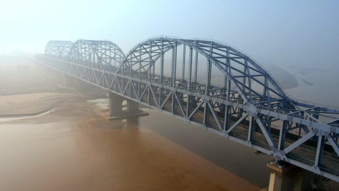 黄河大桥 航拍 铁路桥 黄河