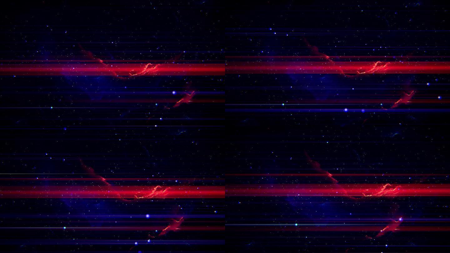 【4K宇宙】蓝红电子星云光线视觉赛博朋克