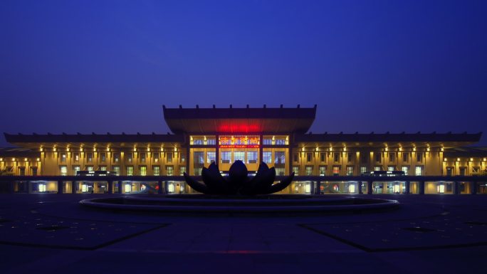 济南西站 延时摄影 夜景 全景 日转夜